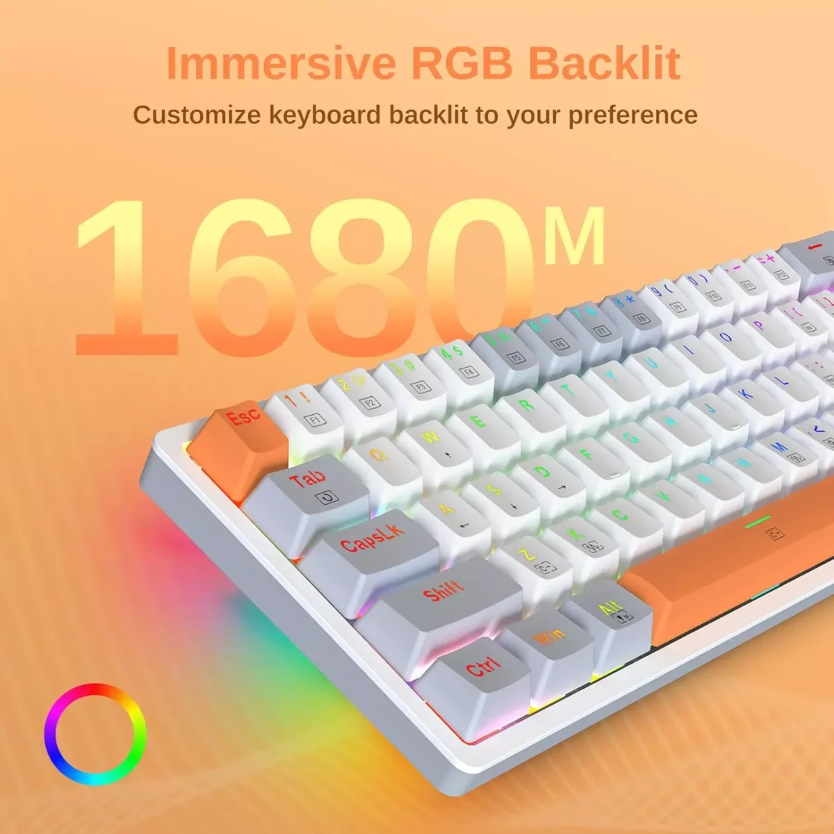Redragon K642WGO 60% RGB Gaming Mechanical Keyboard, Red Switch