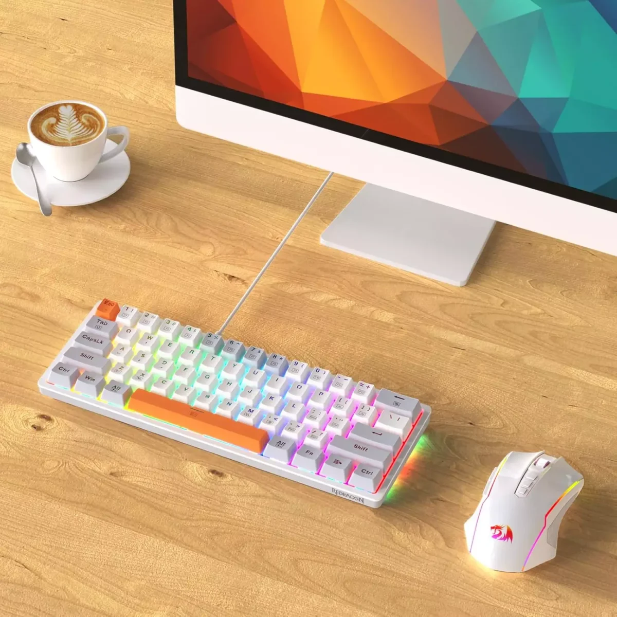 Redragon K642WGO 60% RGB Gaming Mechanical Keyboard, Red Switch