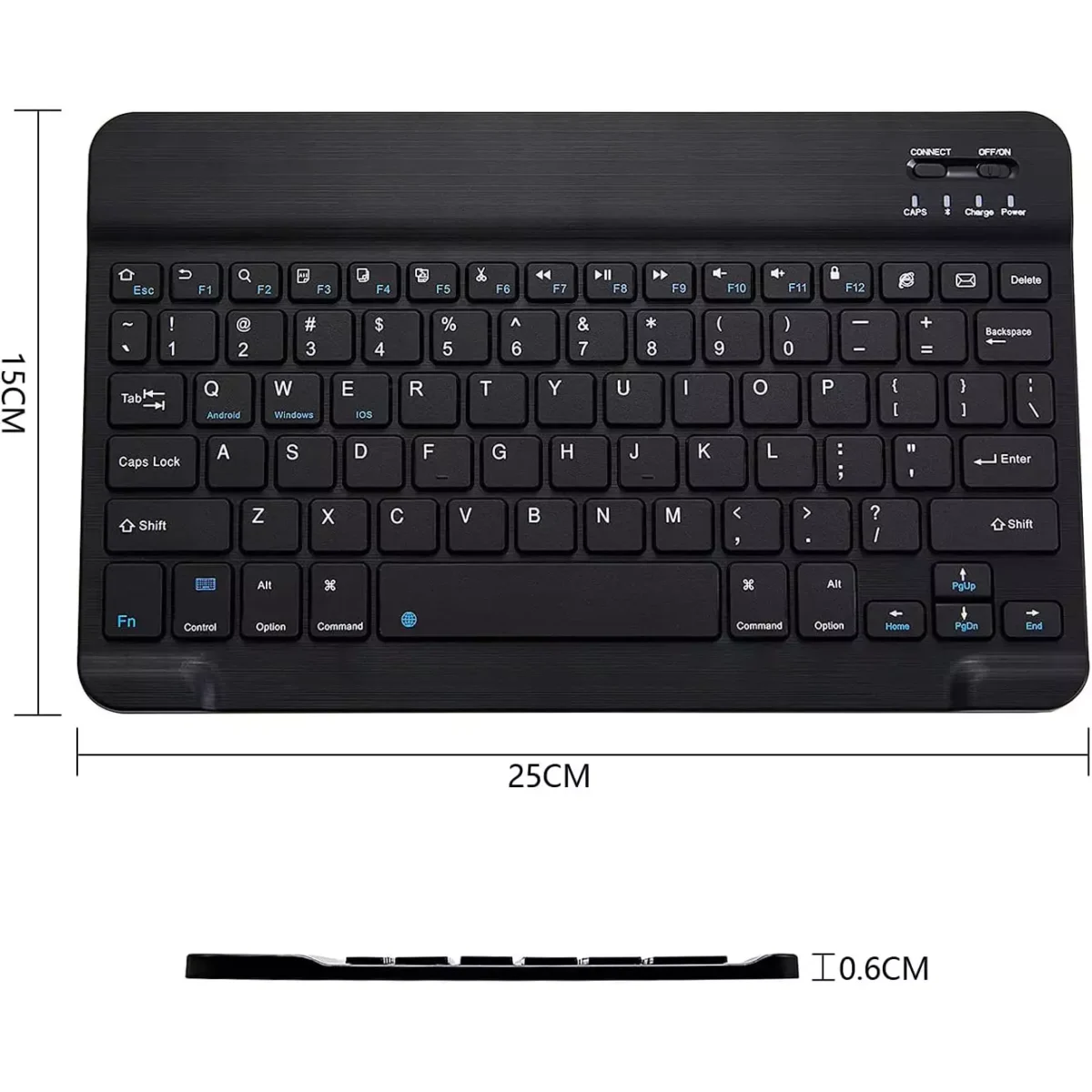 Ultra Slim Bluetooth Keyboard Portable Mini Rechargeable for Apple iPad iPhone Samsung Tablet Phone Smartphone iOS Android Windows 10 inch