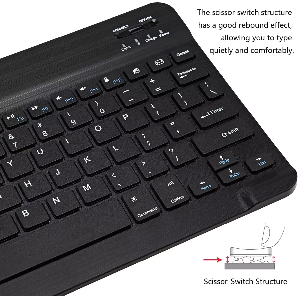Ultra Slim Bluetooth Keyboard Portable Mini Rechargeable for Apple iPad iPhone Samsung Tablet Phone Smartphone iOS Android Windows 10 inch