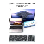 FD K602T Dual Mode Wireless 2.4G, Bluetooth Keyboard, Connect to 3 Devices, Rechargable Battery USB C Cable, Ultra Thin, Multimedia keys