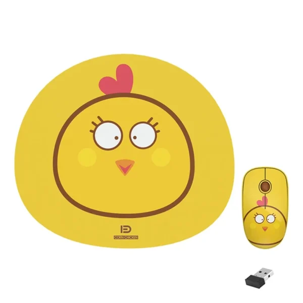 FD E680m Wireless 2.4G Mouse with Mouse Pad, Silent Clicks 1600 DPI (CORN CHICKEN)