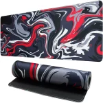Fluid Pattern Black Red Gaming Mouse Pad - Extended Size 90 x 40 CM