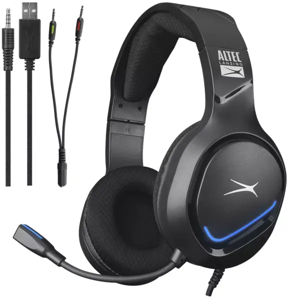 Altec Lansing ALGH9603 Gaming Headset - Mesh Earcups - Blue LED Braided Cable