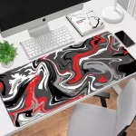 Fluid Pattern Black Red Gaming Mouse Pad - Extended Size 90 x 40 CM