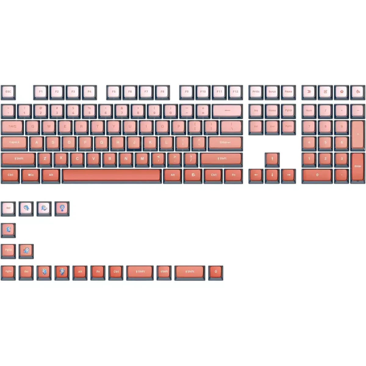 Glacier Skyloong GK7 PBT Translucent Keycaps Compatible with 60%65%75%80%96%100% Keyboard Layout (Blusher)