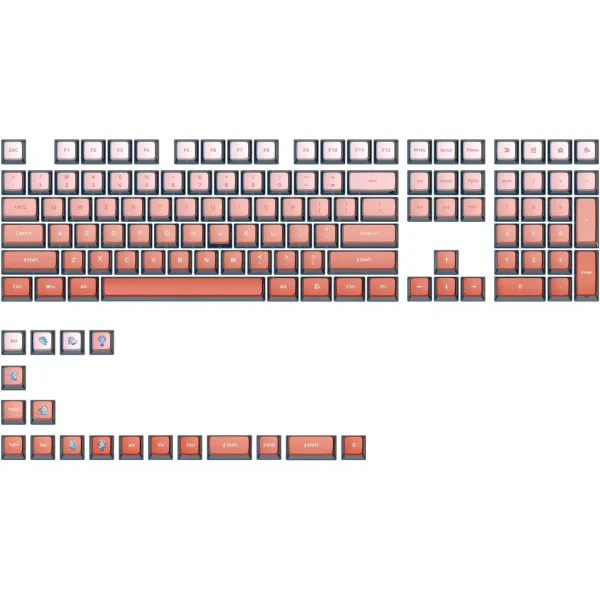 Glacier Skyloong GK7 PBT Translucent Keycaps Compatible with 60%65%75%80%96%100% Keyboard Layout (Blusher)