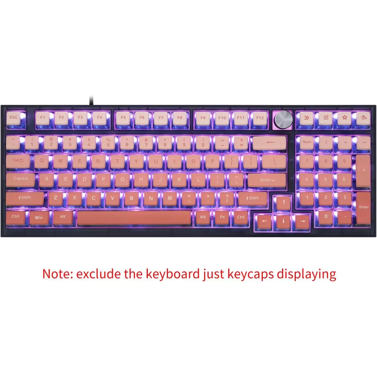 Glacier Skyloong GK7 PBT Translucent Keycaps Compatible with 60%65%75%80%96%100% Keyboard Layout (Blusher)