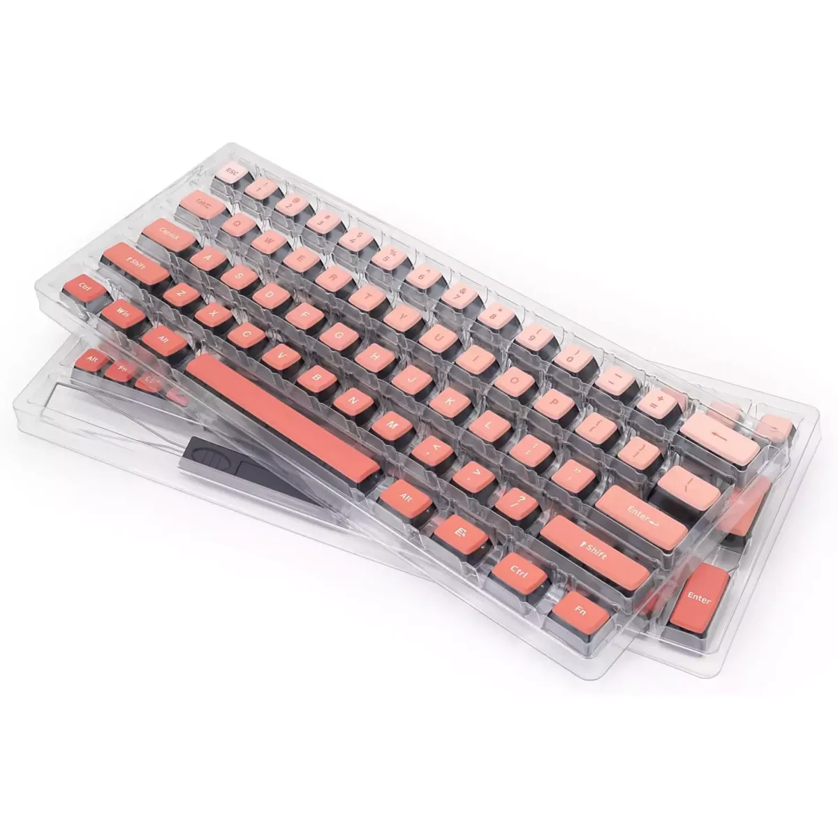 Glacier Skyloong GK7 PBT Translucent Keycaps Compatible with 60%65%75%80%96%100% Keyboard Layout (Blusher)
