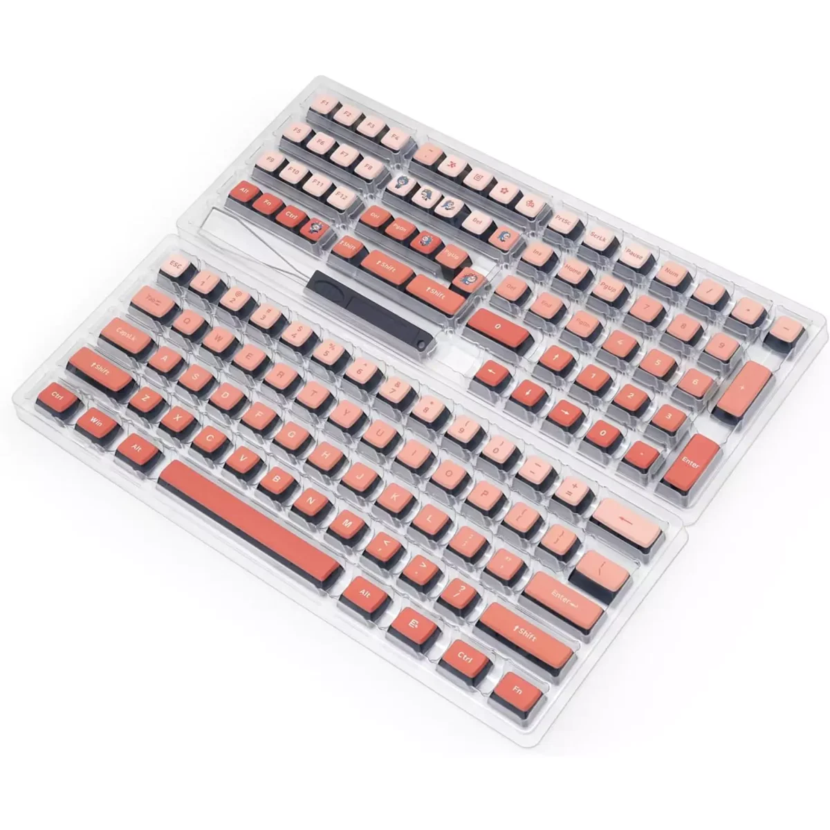 Glacier Skyloong GK7 PBT Translucent Keycaps Compatible with 60%65%75%80%96%100% Keyboard Layout (Blusher)
