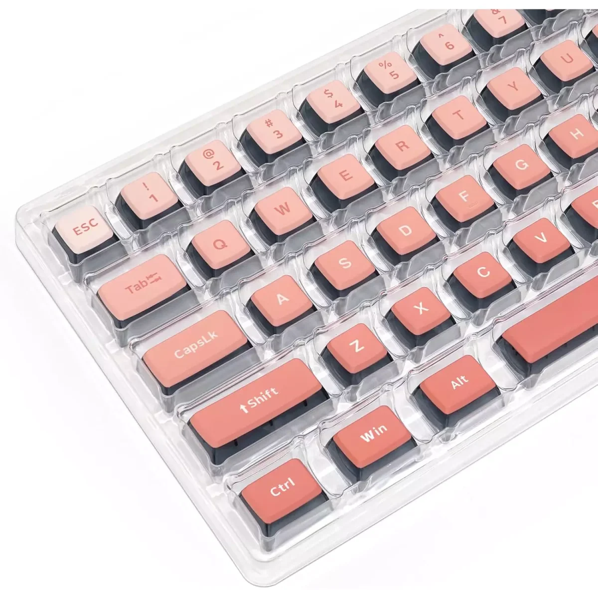 Glacier Skyloong GK7 PBT Translucent Keycaps Compatible with 60%65%75%80%96%100% Keyboard Layout (Blusher)