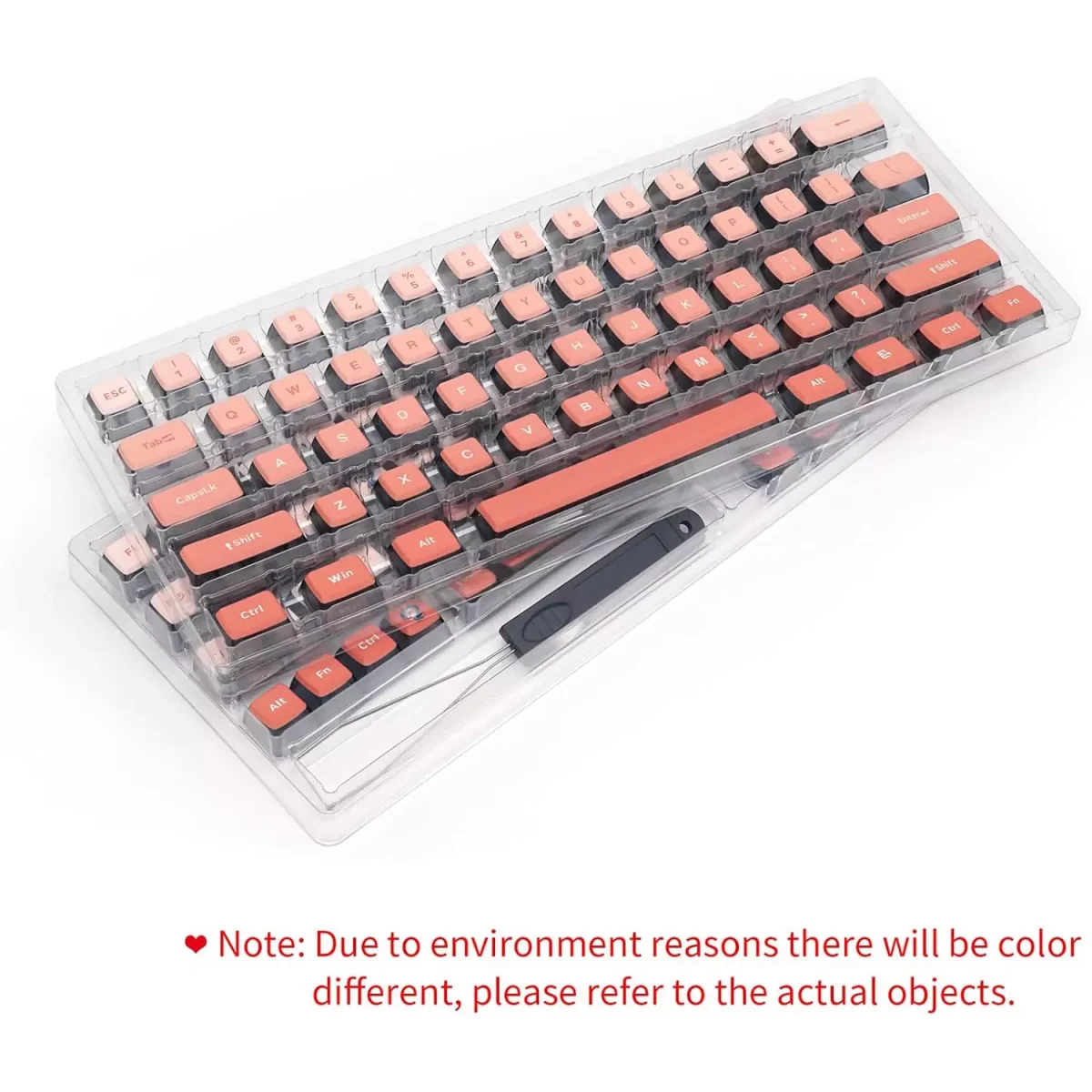 Glacier Skyloong GK7 PBT Translucent Keycaps Compatible with 60%65%75%80%96%100% Keyboard Layout (Blusher)