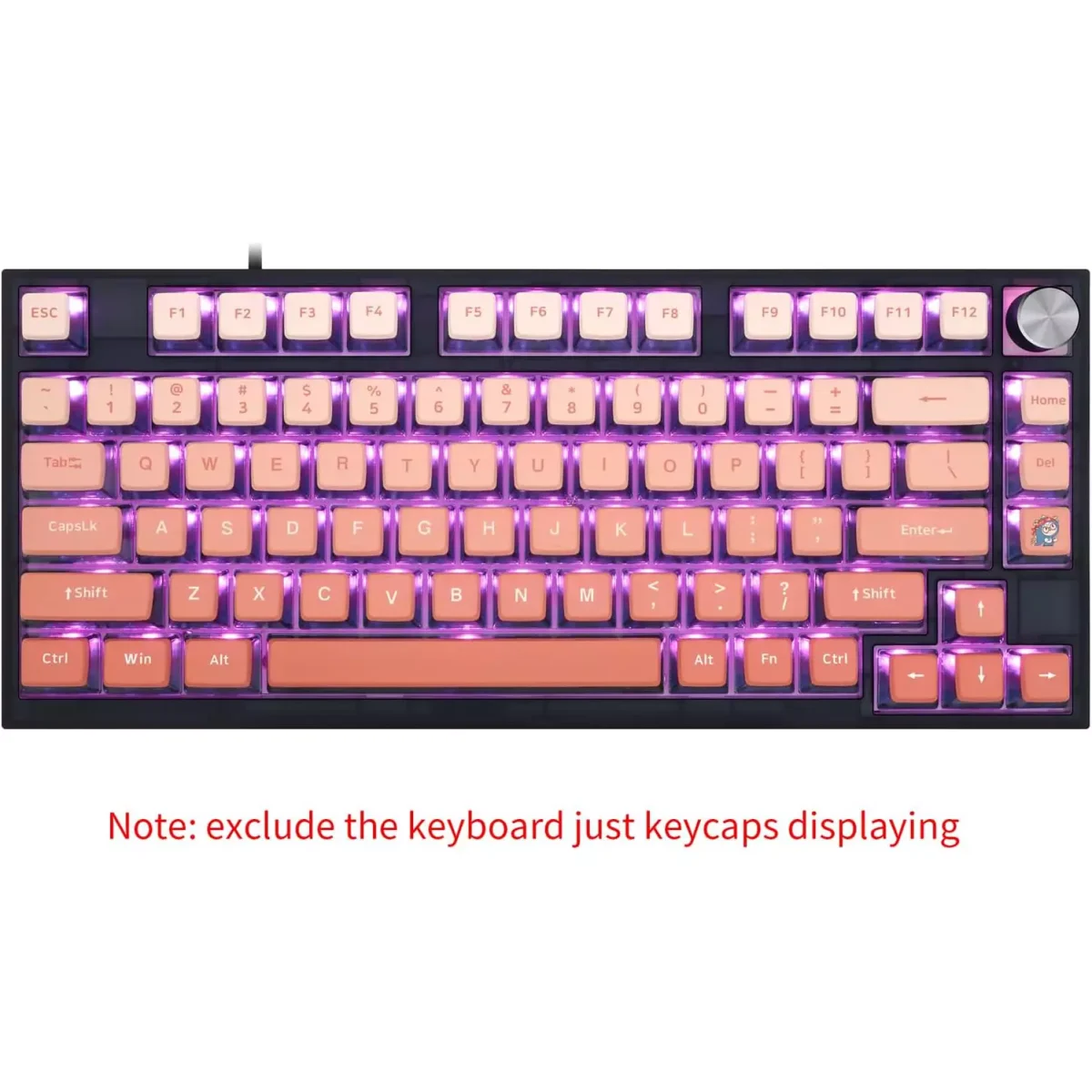Glacier Skyloong GK7 PBT Translucent Keycaps Compatible with 60%65%75%80%96%100% Keyboard Layout (Blusher)