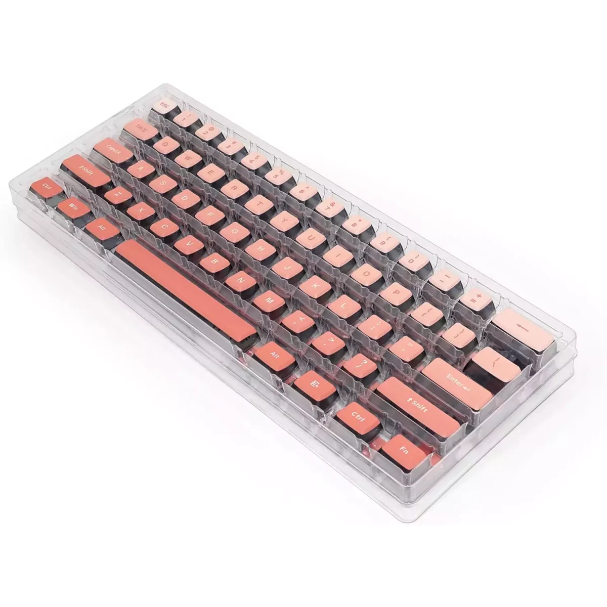 Glacier Skyloong GK7 PBT Translucent Keycaps Compatible with 60%65%75%80%96%100% Keyboard Layout (Blusher)