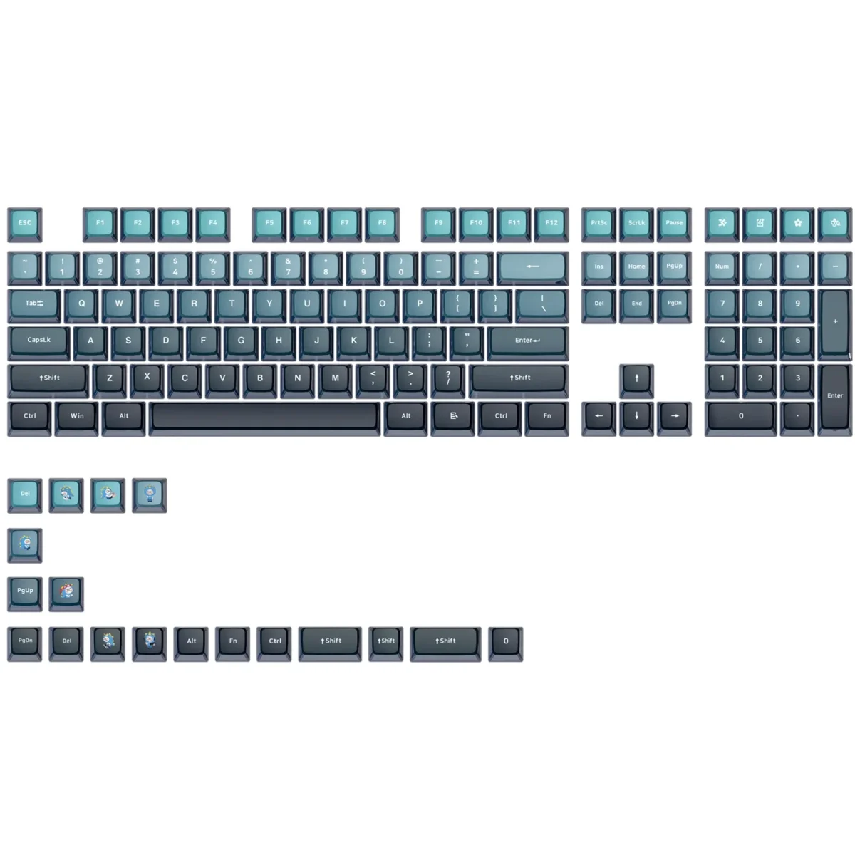 Skyloong GK7 PBT Translucent Keycaps Compatible with 600% Keyboard Layout (Gradient Blue)