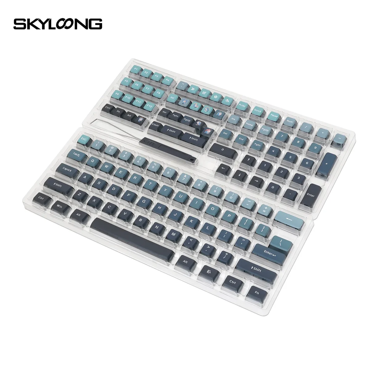 Skyloong GK7 PBT Translucent Keycaps Compatible with 600% Keyboard Layout (Gradient Blue)