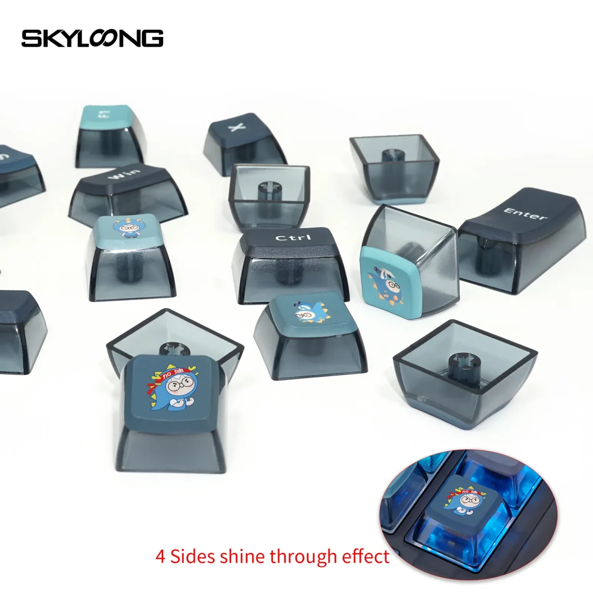 Skyloong GK7 PBT Translucent Keycaps Compatible with 600% Keyboard Layout (Gradient Blue)