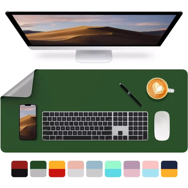 Leather Green&Grey Dual Side Gaming Mouse Pad - Extended Size 90 x 40 CM