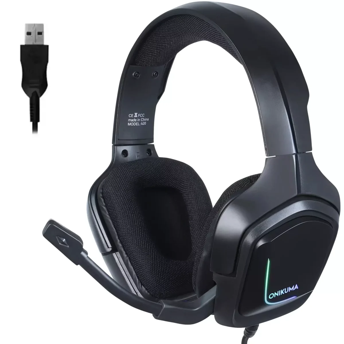 ONIKUMA K20 USB RGB Gaming Headset - 7.1 Surround Sound