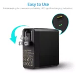 Pisen TS-C093 USB+Type-C QC3.0, 34W Portable Fast Power Combo Travel Charger