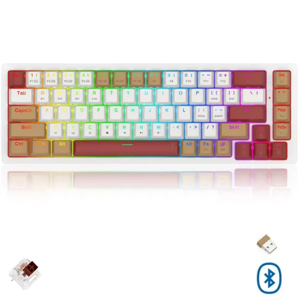 REDRAGON K677 Pro Rammus RGB Gaming Mechanical Keyboard, BT/2.4Ghz/Wired 3-Mode, Brown Switch