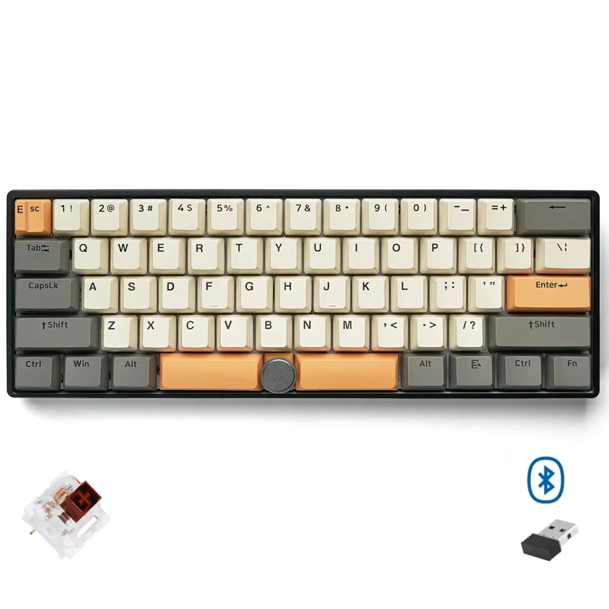 SKYLOONG GK61 PRO RGB Gaming Keyboard - Gateron Yellow Switch - ABS Black Case (Industrial Titanium ash)