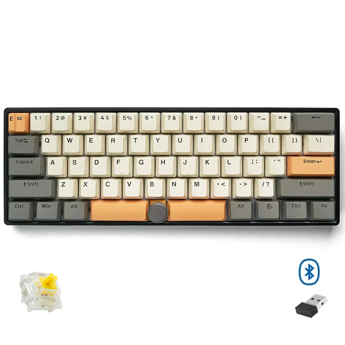 SKYLOONG GK61 PRO RGB Gaming Keyboard - Gateron Yellow Switch - ABS Black Case (Industrial Titanium ash)