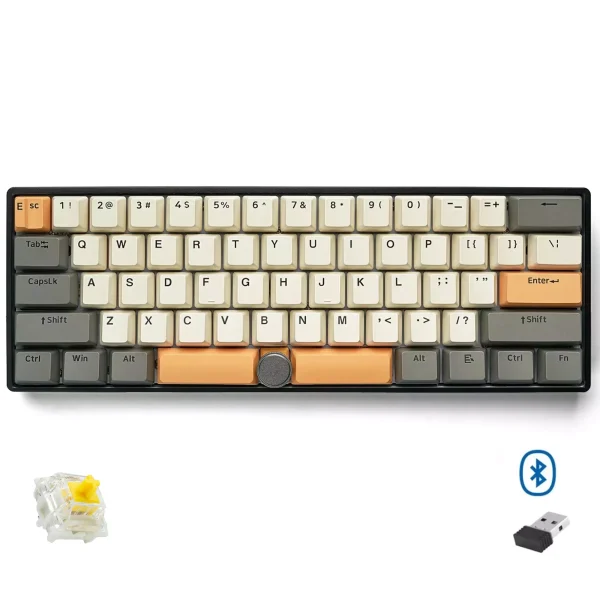 SKYLOONG GK61 PRO RGB Gaming Keyboard - Gateron Yellow Switch - ABS Black Case (Industrial Titanium ash)