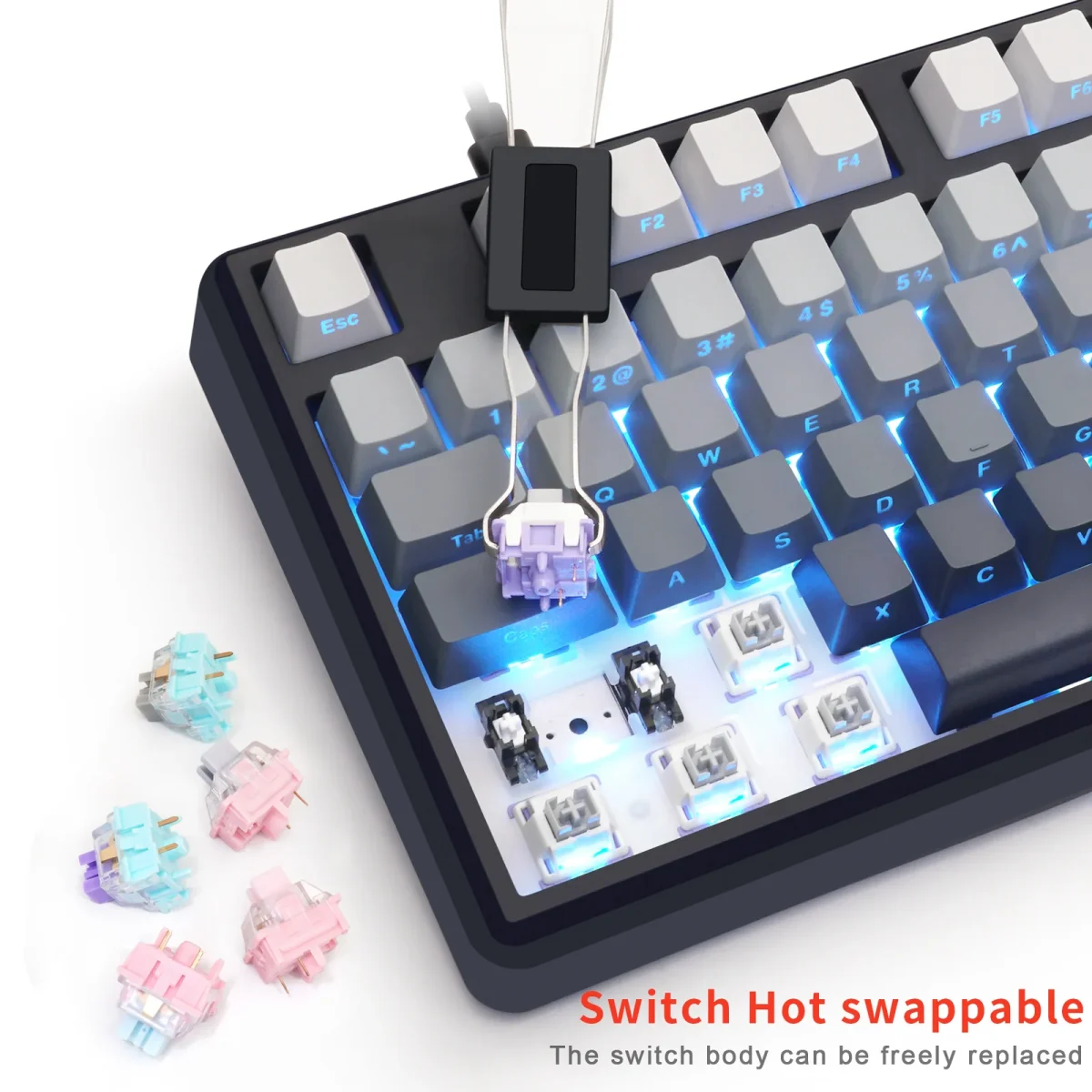 Skyloong GK104 Pro Wired Gaming Mechanical Keyboard - KTT Rose Pink Switches - Upper Twilight Keycaps