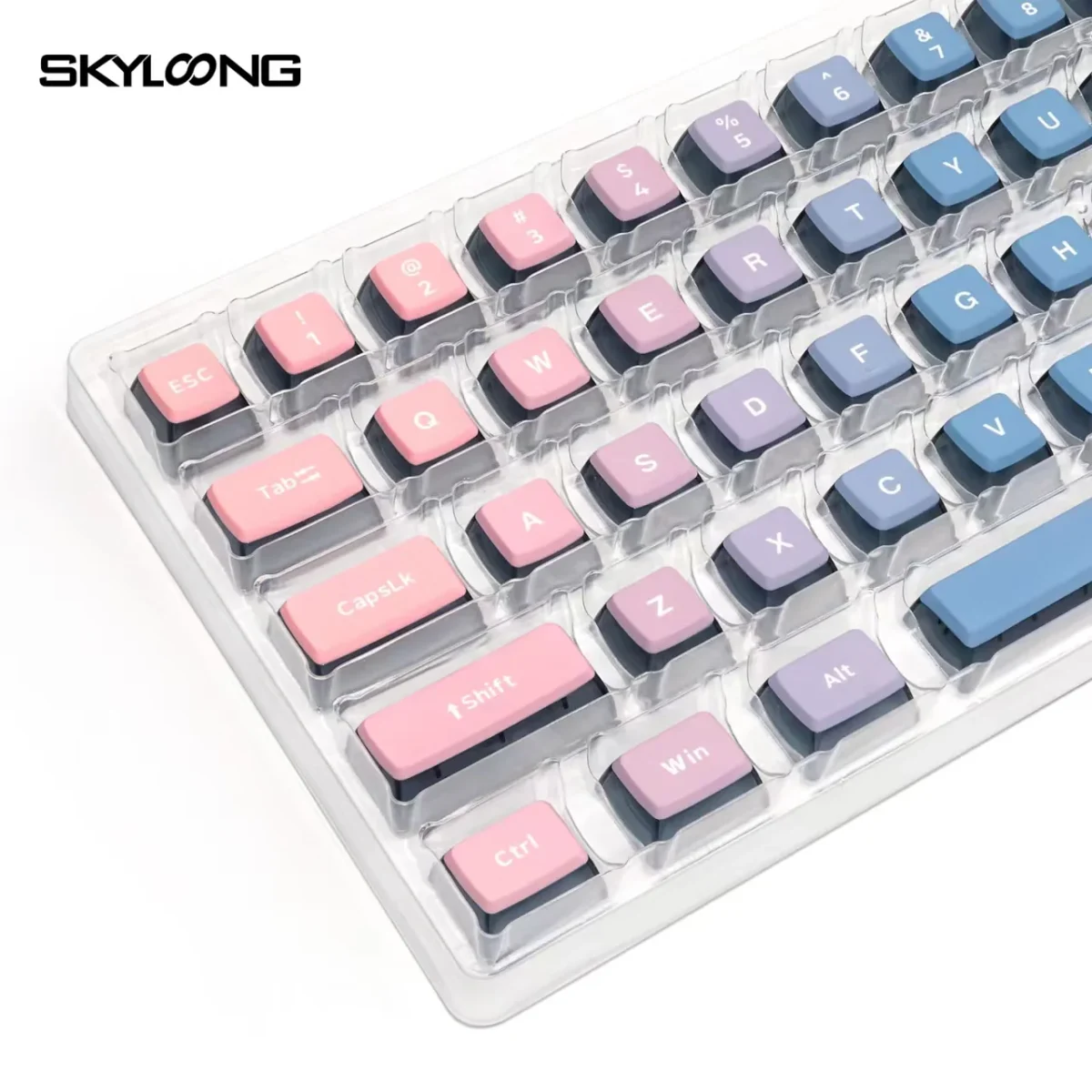 Skyloong GK7 PBT Translucent Keycaps Compatible with 60%65%75%80%96%100% Keyboard Layout (Blue Enchantress)