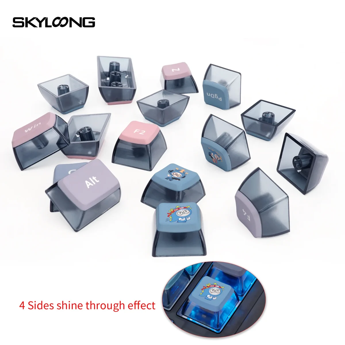 Skyloong GK7 PBT Translucent Keycaps Compatible with 60%65%75%80%96%100% Keyboard Layout (Blue Enchantress)