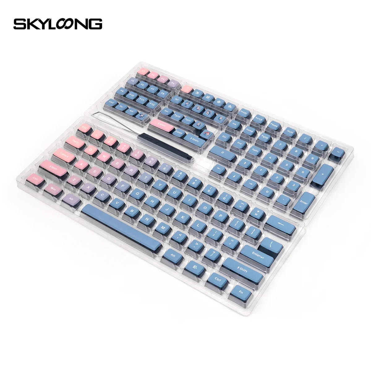 Skyloong GK7 PBT Translucent Keycaps Compatible with 60%65%75%80%96%100% Keyboard Layout (Blue Enchantress)