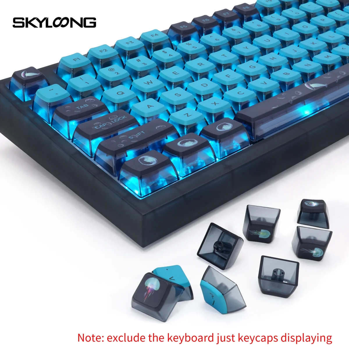 Skyloong GK7 PBT Translucent Keycaps Compatible with 60%65%75%80%96%100% Keyboard Layout (JellyFish)