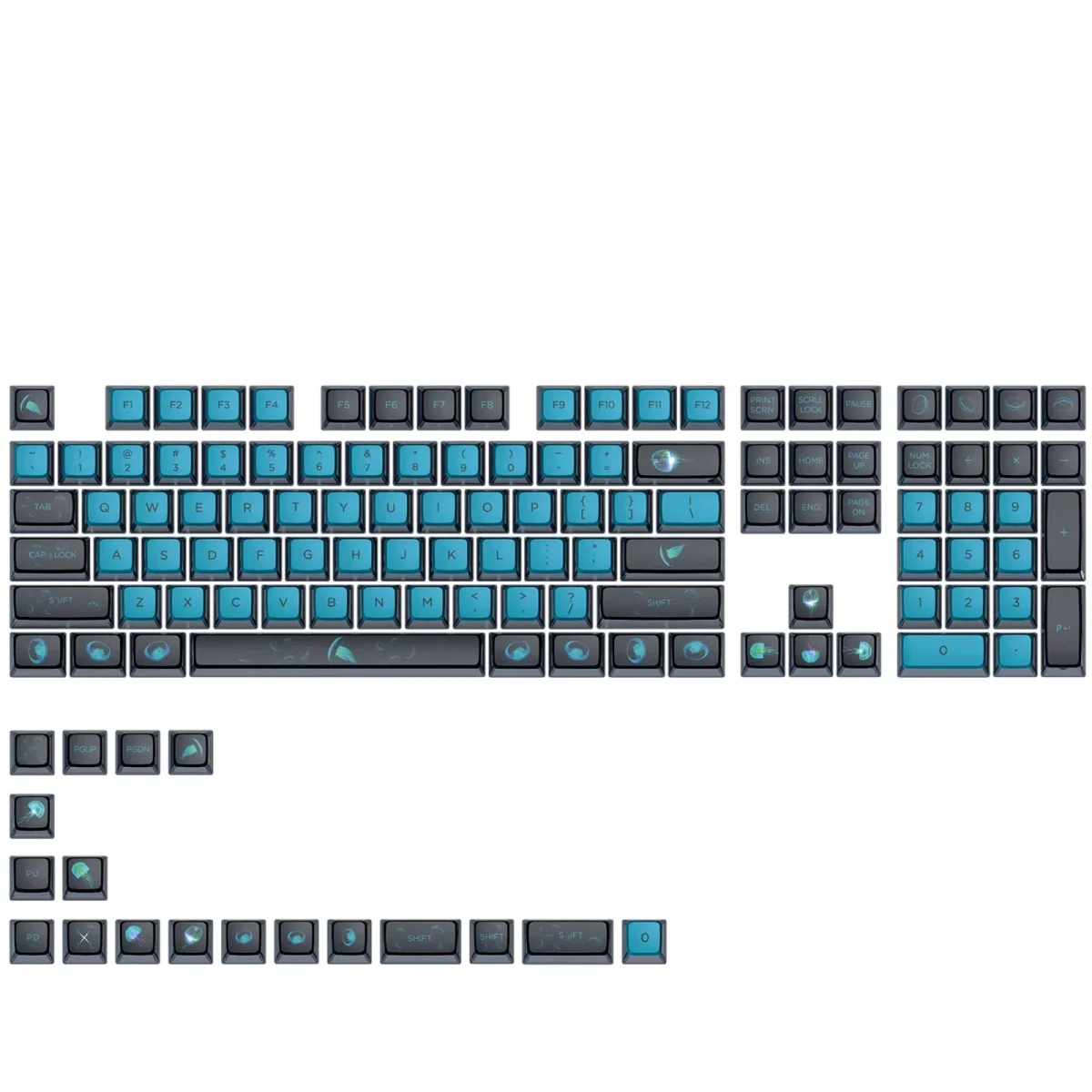 Skyloong GK7 PBT Translucent Keycaps Compatible with 60%65%75%80%96%100% Keyboard Layout (JellyFish)