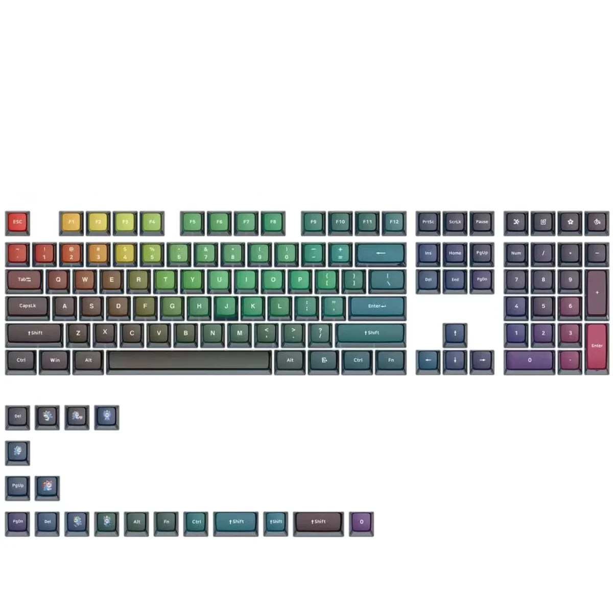 Skyloong GK7 PBT Translucent Keycaps Compatible with 60%65%75%80%96%100% Keyboard Layout (Neon)