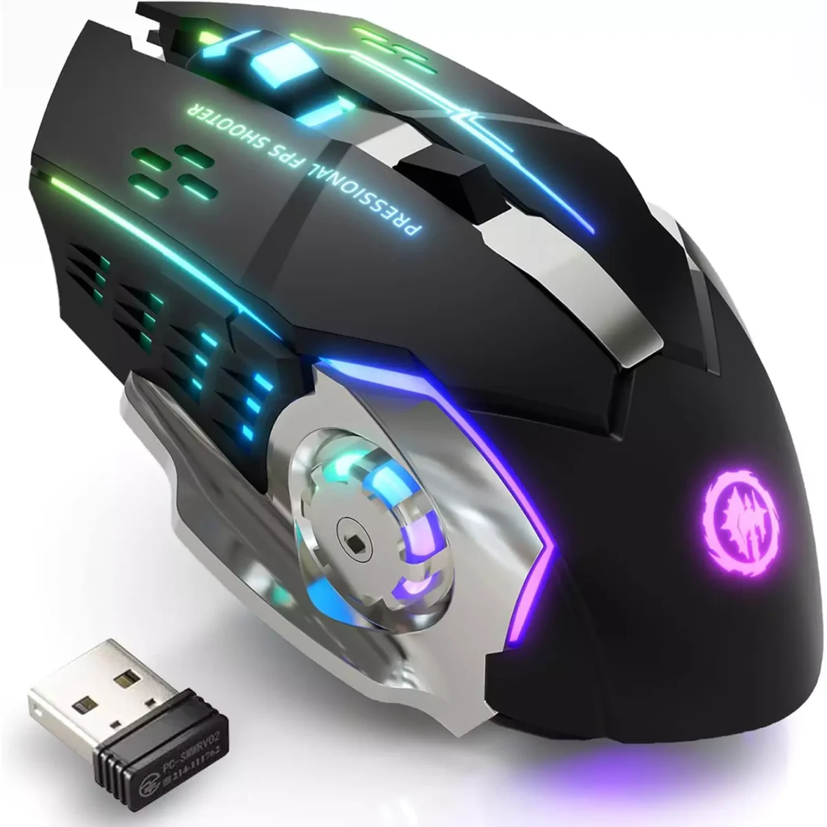 T2 Wireless Gaming Mouse, Silent Clicks, 1600 DPI