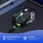 T2 Wireless Gaming Mouse, Silent Clicks, 1600 DPI