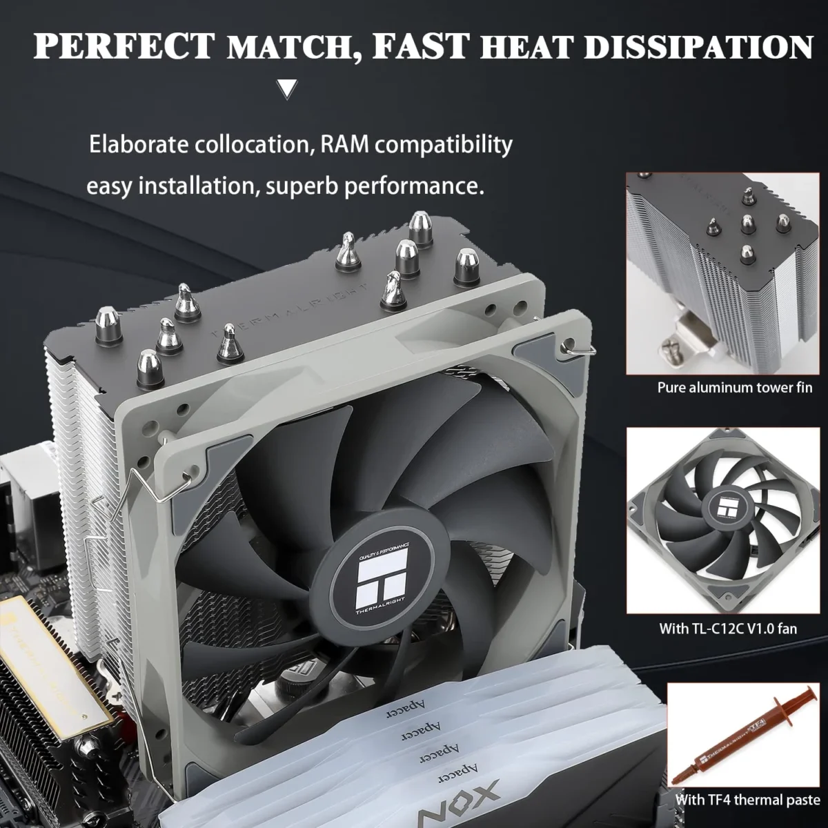 Thermalright AK120 SE Assassin King 120 ARGB CPU Air Cooler, 5 Heatpipes, AMD AM4/AM5/Intel LGA1700/1150/1151/1200