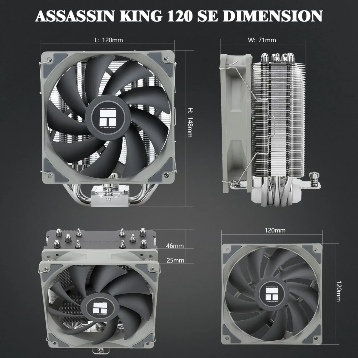 Thermalright AK120 SE Assassin King 120 ARGB CPU Air Cooler, 5 Heatpipes, AMD AM4/AM5/Intel LGA1700/1150/1151/1200