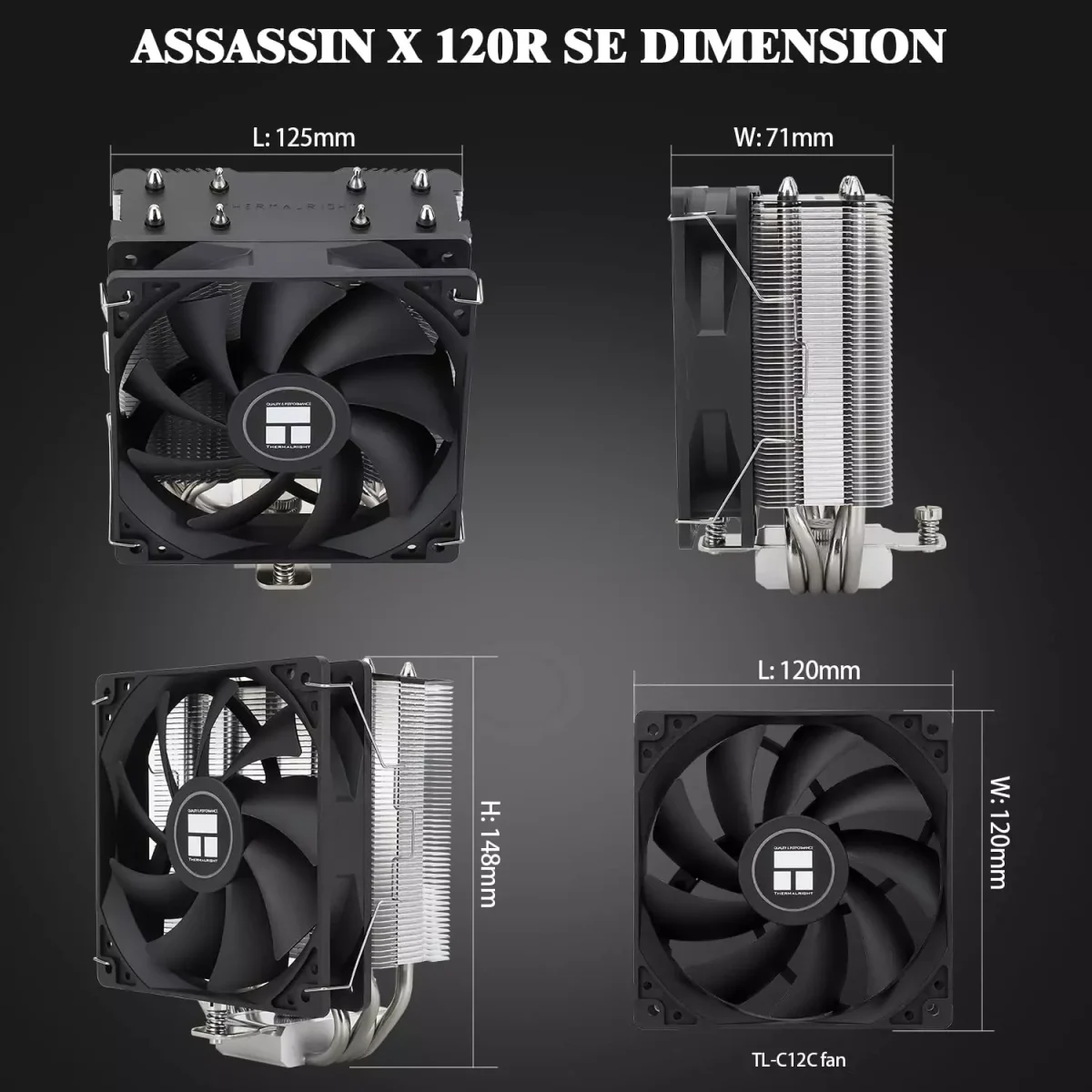 Thermalright Assassin X 120 REFINED SE CPU Air Cooler, 4 Heat Pipes, AMD AM4AM5 Intel 1700115011511200, LGA1700