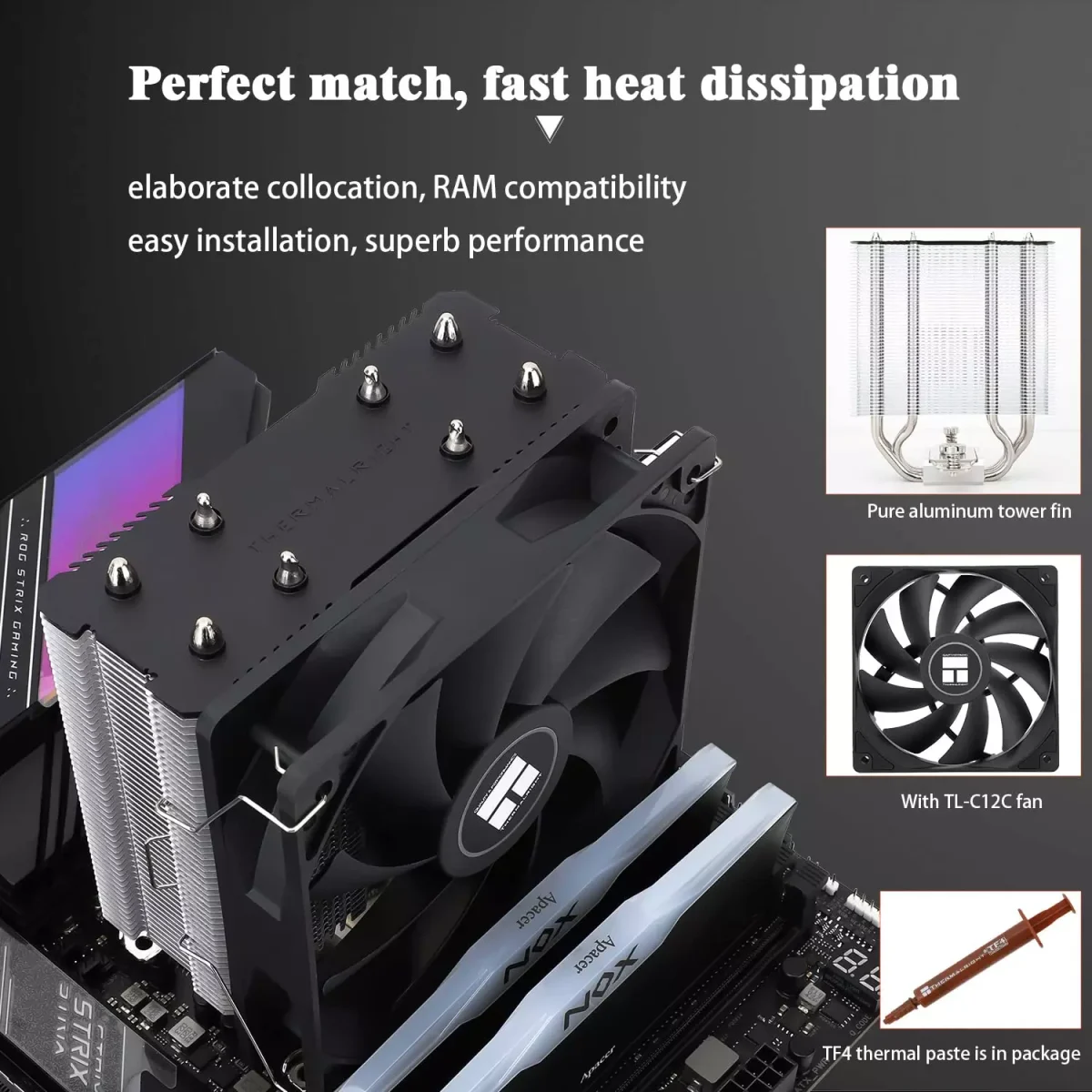 Thermalright Assassin X 120 REFINED SE CPU Air Cooler, 4 Heat Pipes, AMD AM4AM5 Intel 1700115011511200, LGA1700