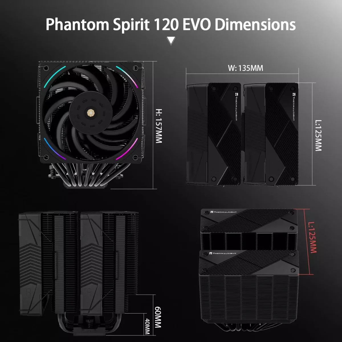 Thermalright Phantom Spirit 120 EVO CPU Cooler,7×6mm Heat Pipes AMD AM4 AM5/Intel 1700/1150/1151/1200/17XX/2011