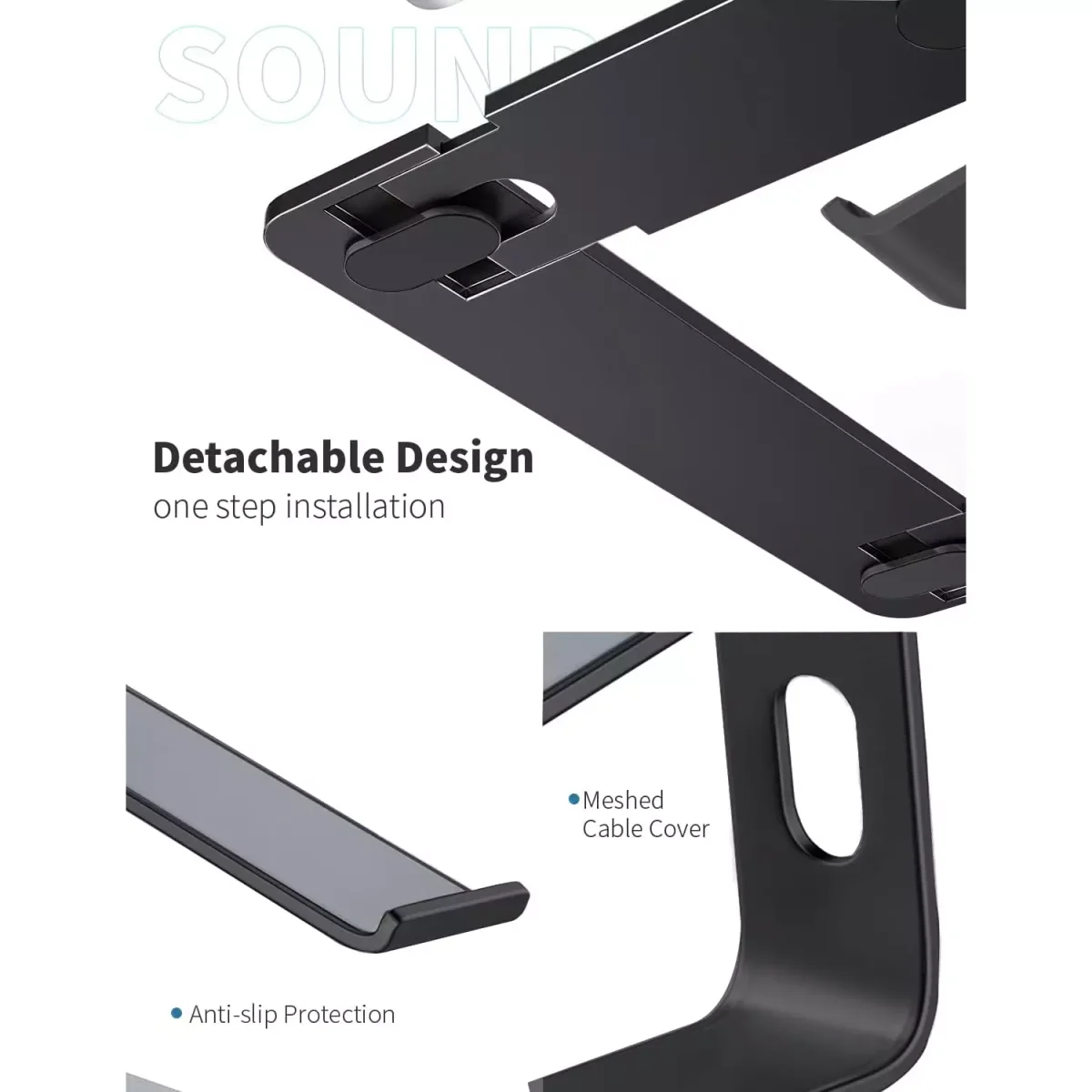 Z1 Laptop Stand, Aluminum Ergonomic Laptops Elevator for Desk, Compatible with 10 to 15.6 Inches, Black