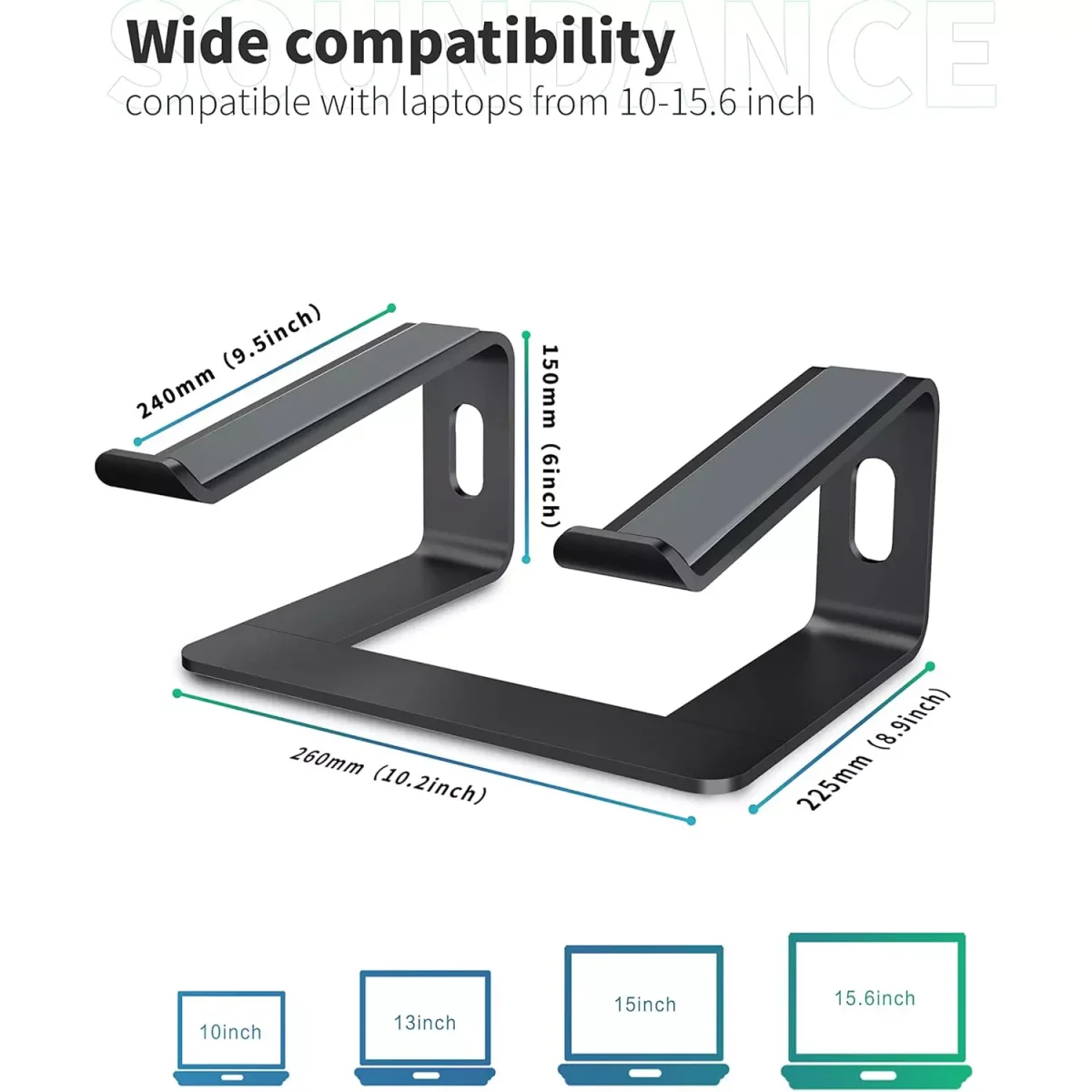 Z1 Laptop Stand, Aluminum Ergonomic Laptops Elevator for Desk, Compatible with 10 to 15.6 Inches, Black