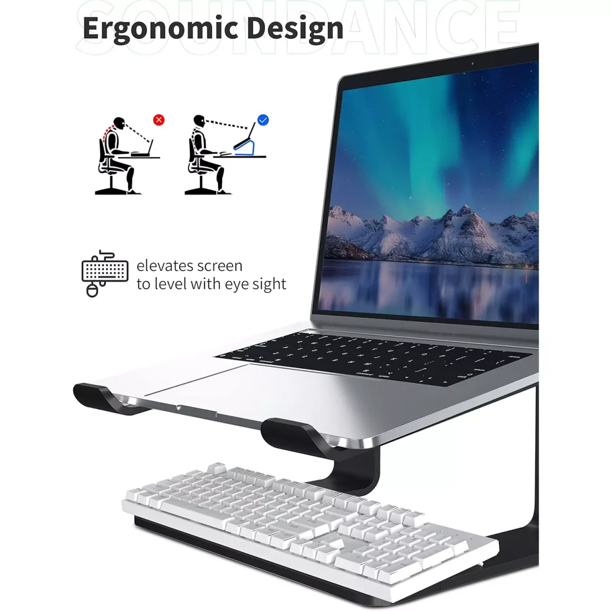 Z1 Laptop Stand, Aluminum Ergonomic Laptops Elevator for Desk, Compatible with 10 to 15.6 Inches, Black