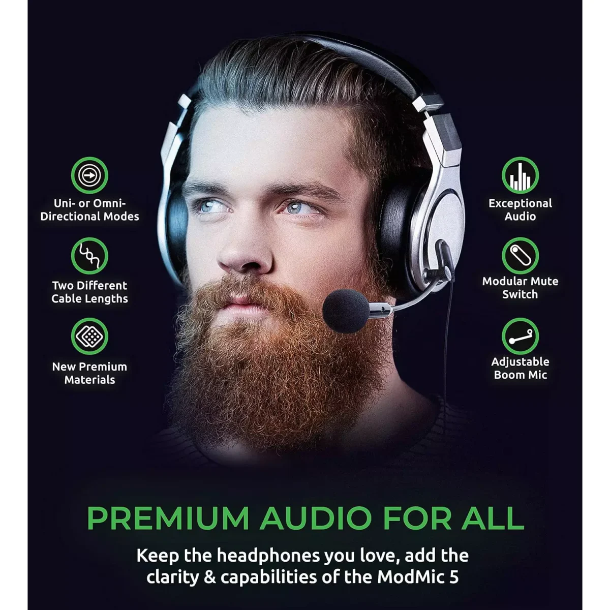 Antlion Audio ModMic 5 - Modular Attachable Boom Microphone with Noise Canceling