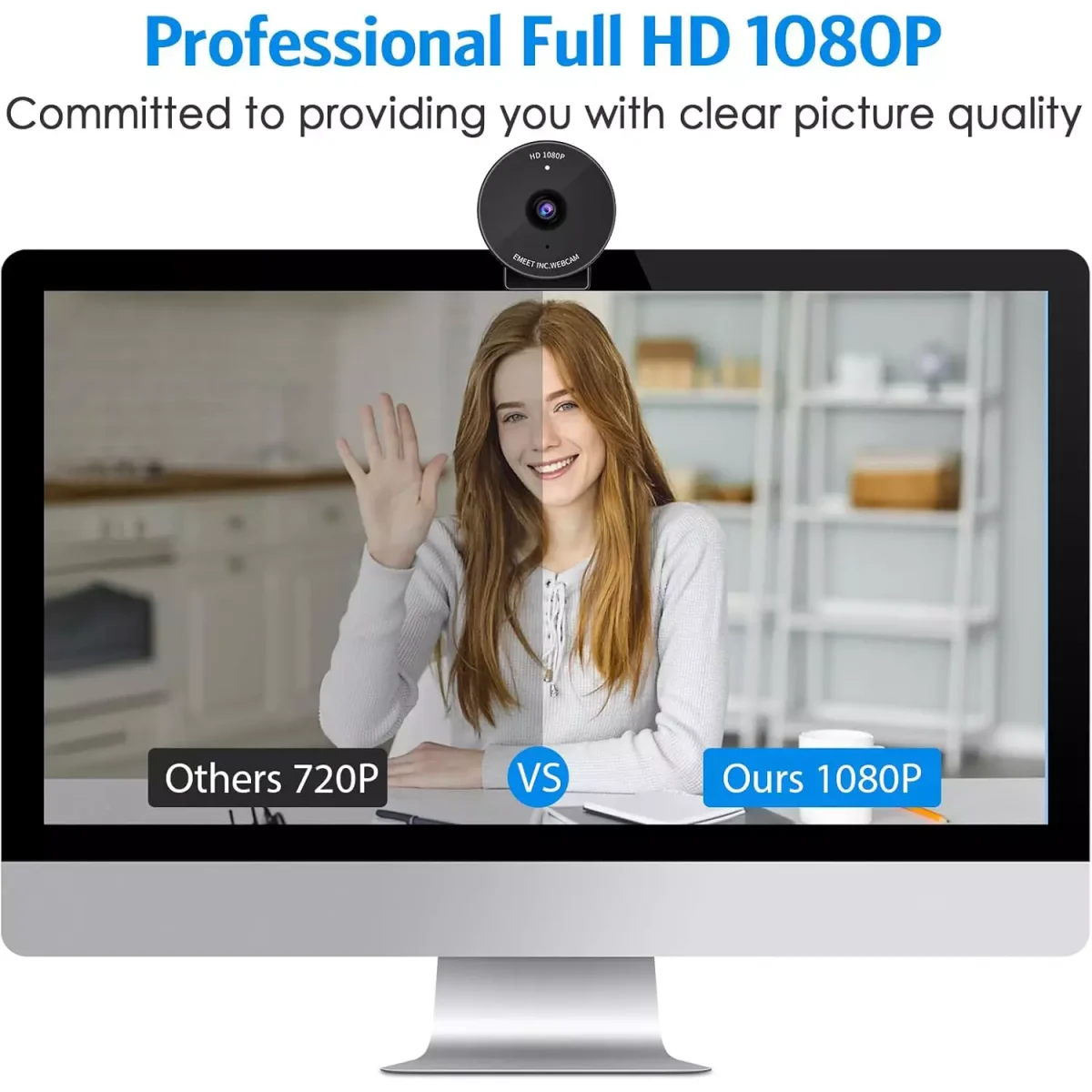 EMEET C950 FHD 1080P Ultra Compact Webcam with Noise-Canceling Mic & Physical Privacy Cover , Auto Light Correction, 70°View