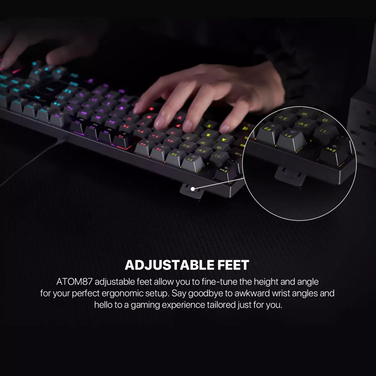 FANTECH ATOM MK876 V2 TKL RGB Mechanical Gaming Keyboard - Hot-Swappable BLUE Switch (Black)