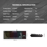 FANTECH ATOM MK876 V2 TKL RGB Mechanical Gaming Keyboard - Hot-Swappable BLUE Switch (Black)