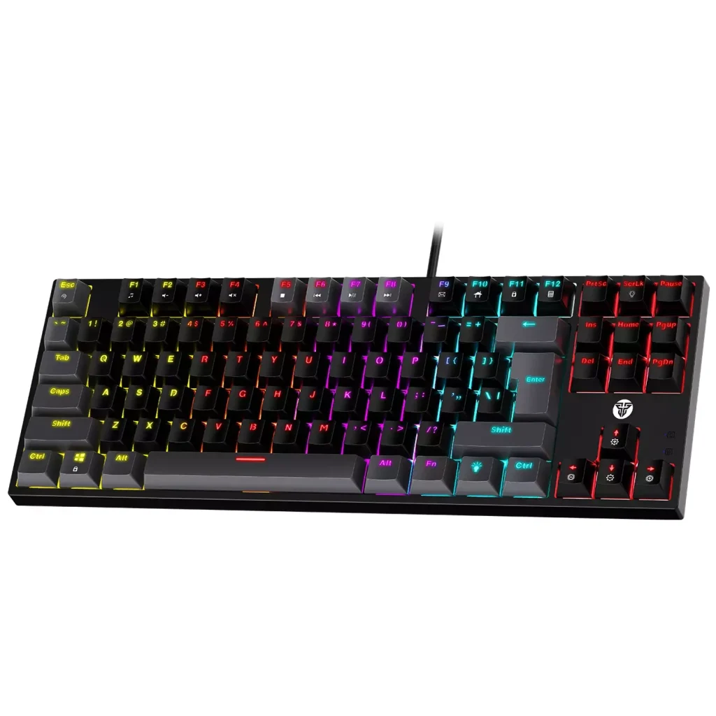 FANTECH ATOM MK876 V2 TKL RGB Mechanical Gaming Keyboard - Hot-Swappable BLUE Switch (Black)